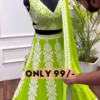 Green Colored Party wear Embroidered Lehenga Choli - Image 4