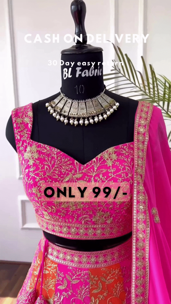 Radiant Multicolor Faux Georgette Lehenga Choli with Sequin & Zari Work – A Celebration of Vibrance and Grandeur - Image 3