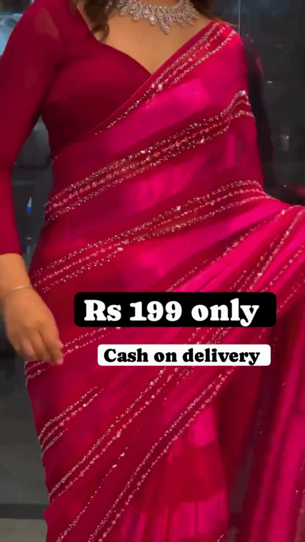 Ravishing Rani Pink Georgette Saree with Sequin Embellishments