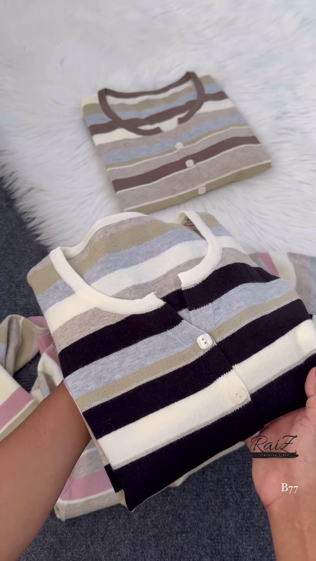 Striped Knit Button-Front Cardigan – Soft Neutrals, Effortless Chic 🤎🤍 - Image 5