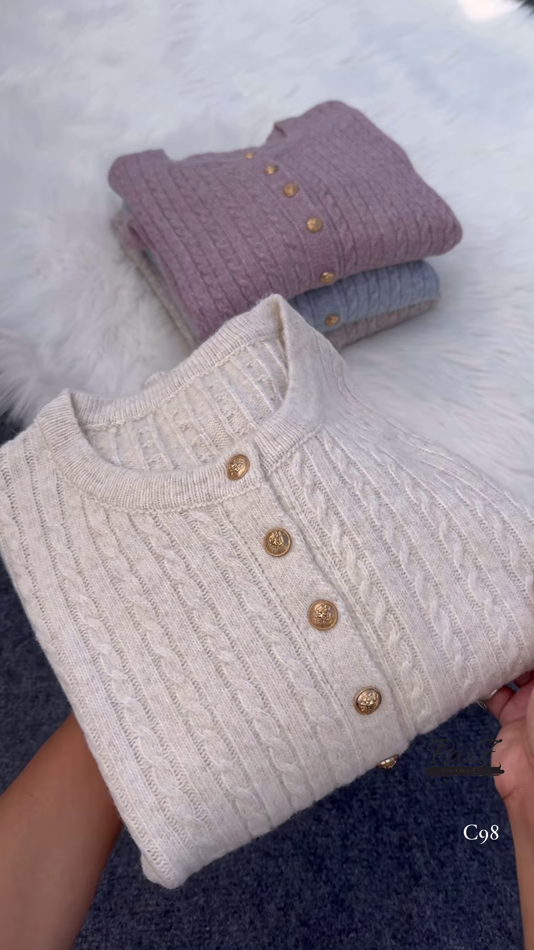 Gold-Button Cable Cardigan – Luxe, Cozy, and Timelessly Chic ✨🧶 - Image 3