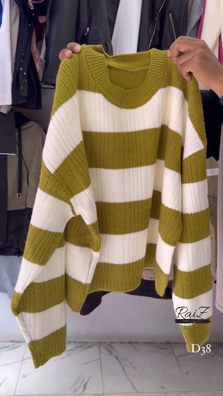 Ribbed Stripe Knit Sweaters 🧶 Horizontal Pattern – Black, Brown, Gray & Pink Variants - Image 4