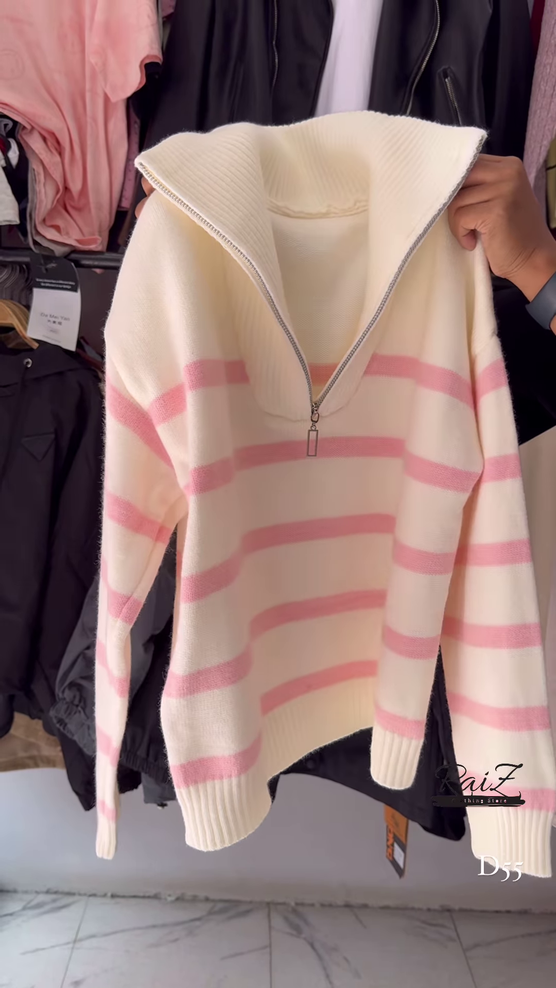 Half-Zip Striped Knit Sweaters 🧶⛷ With High Collar – Red, White & Blue Variants - Image 7