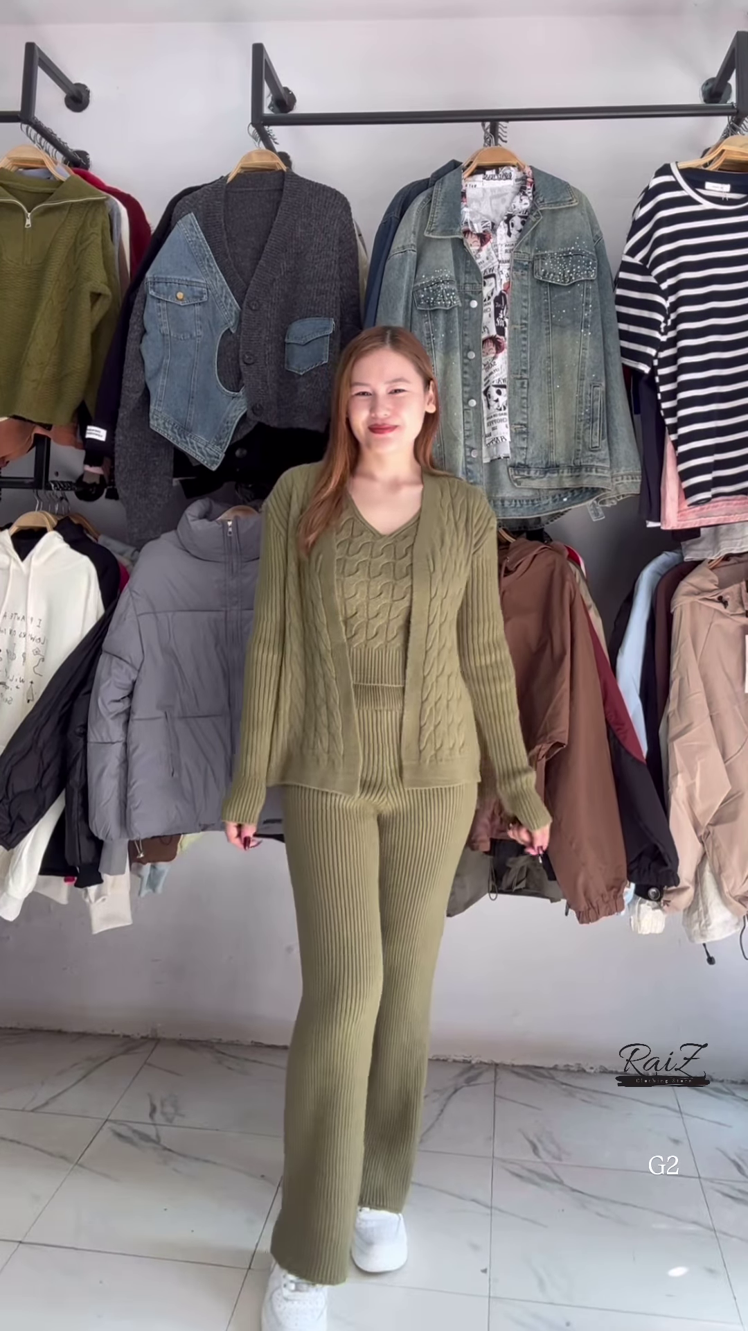 Textured Knit Co-ord Sets 🧶🩶 With Cardigans & V-Neck Sweaters – Black, Blue & Grey Variants - Image 4