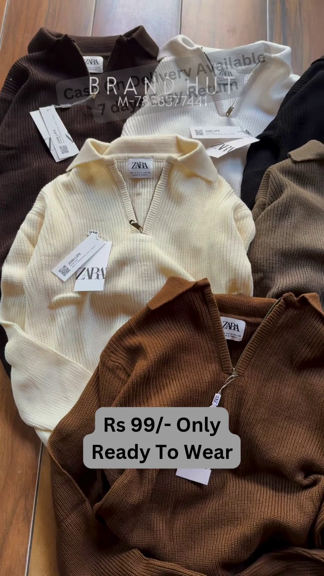 Solid Knit Sweaters 🧶🧺 With Ribbed Texture – Brown, White, Cream & Black Variants