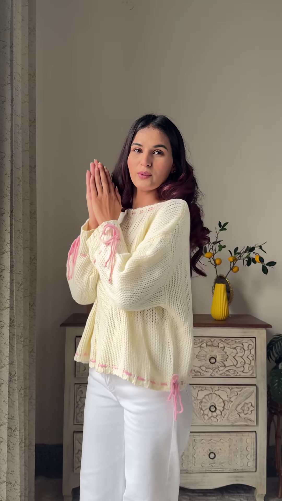 Heart & Ribbon Knitwear Collection ๐งถ๐ With Embroidery & Bow Accents โ Pink & Cream Variants - Image 5