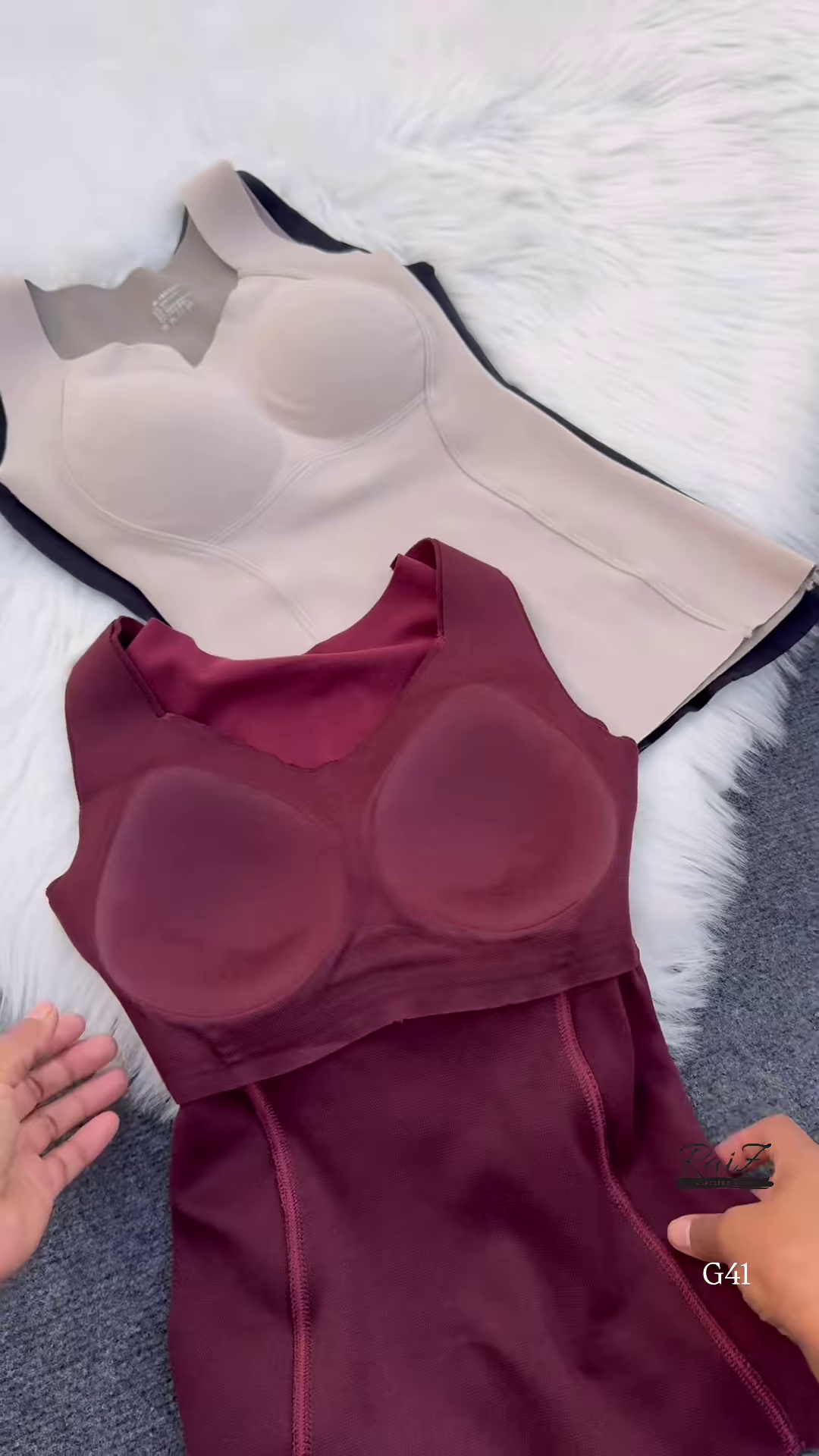 Sleeveless Built-In Bra Tops 👙🖤 – Molded Cup Basics in Black, Beige & Maroon Variants - Image 3