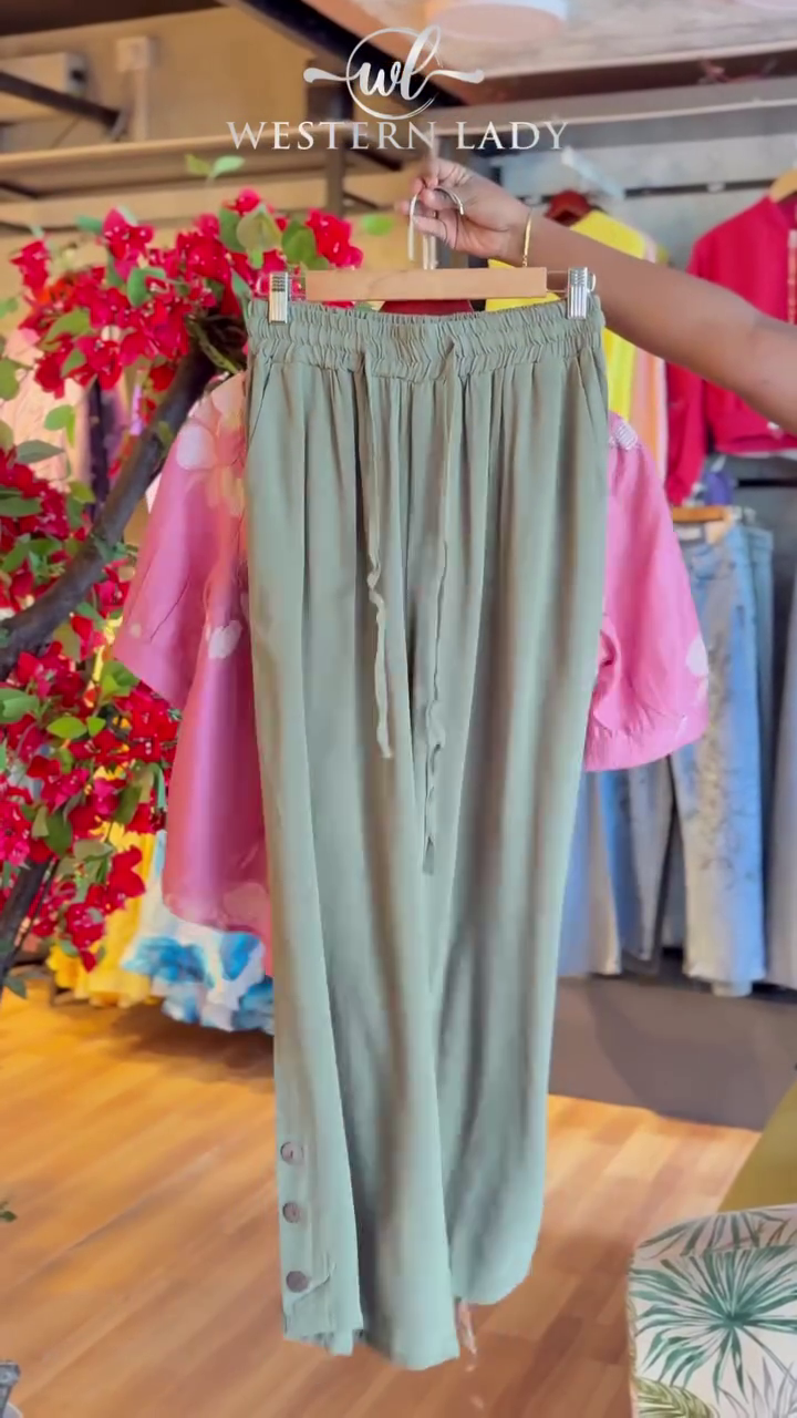 Blush Flora Blouse & Olive Flow Pants - Image 2