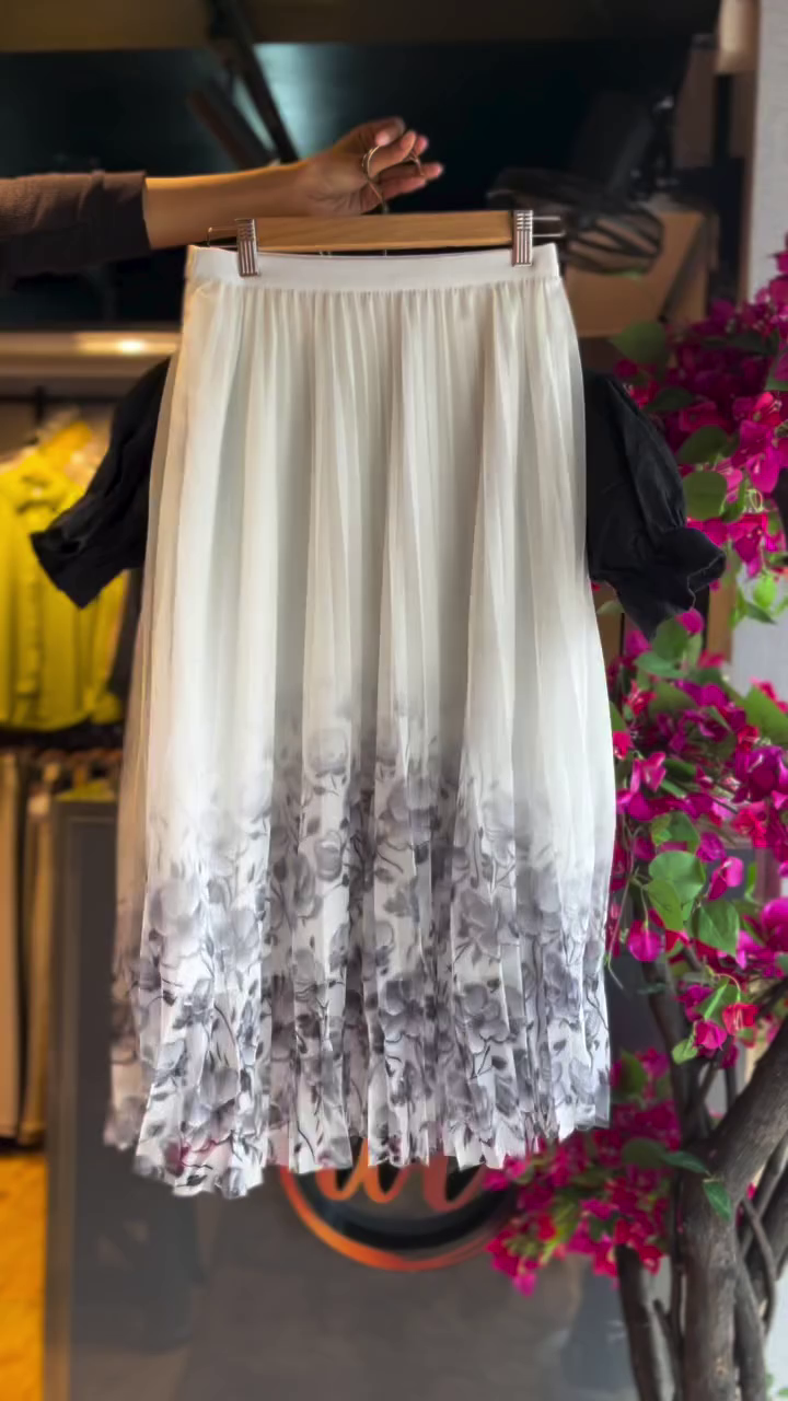 Midnight Ruffle Blouse & Grey Bloom Skir - Image 2