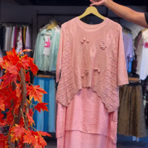 Layered Lace Knit & Sheer Ivory Underskirt