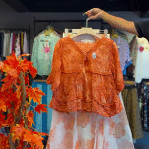 Ember Lace Blouse & Floral Sheer Skirt