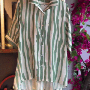 Striped Shirt in Mint & White Shorts