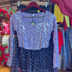 Zigzag Top in Lavender & Floral Mesh Skirt in Black