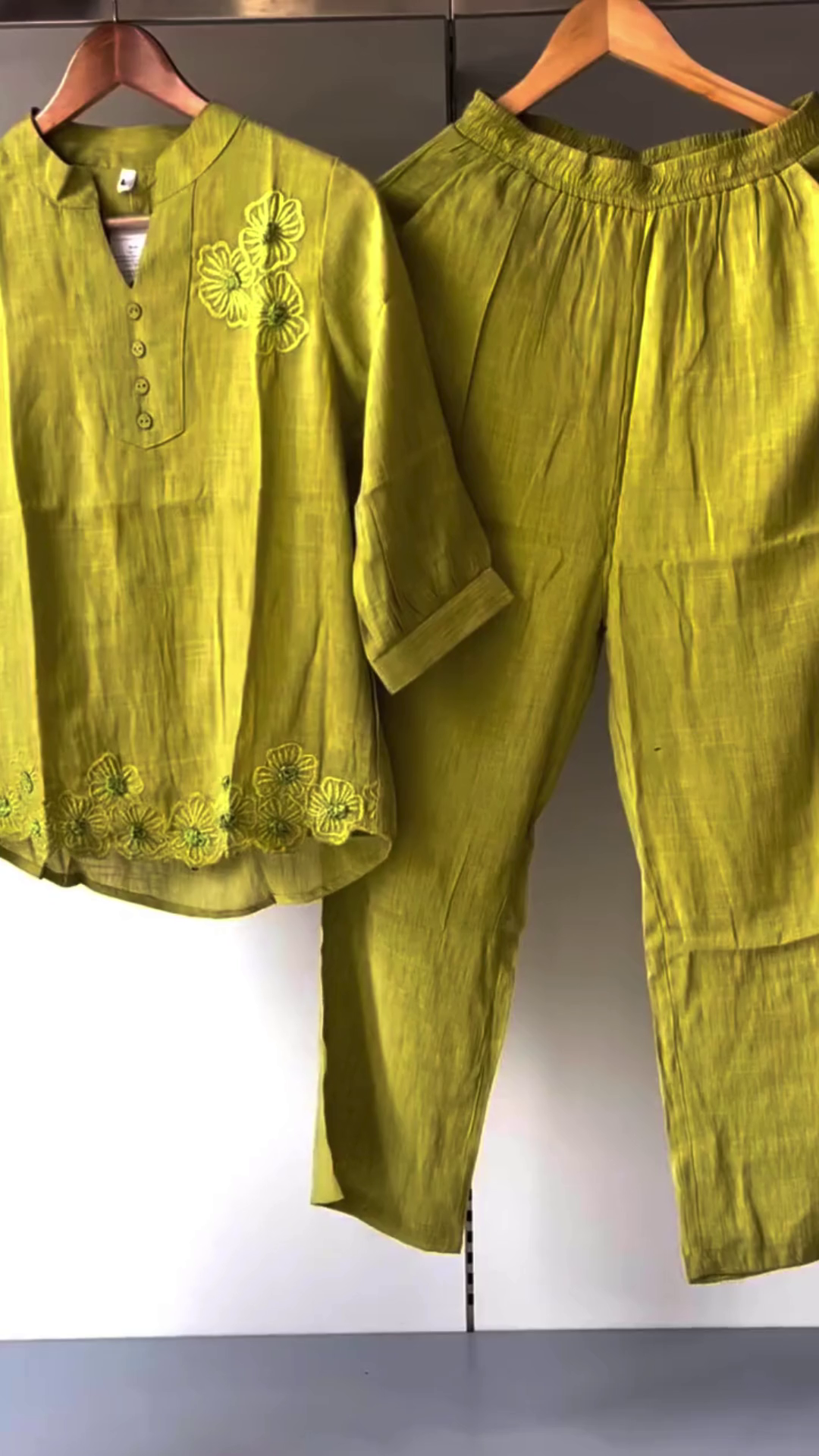 Chic Lime Green Embroidered Co-ord Set – Effortless Elegance with a Modern Twist