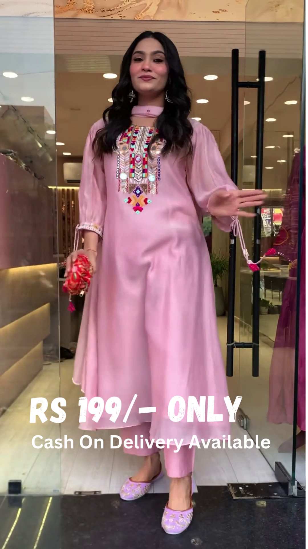 Blush Pink Mirror-Embroidered Suit – A Chic Ethnic Delight