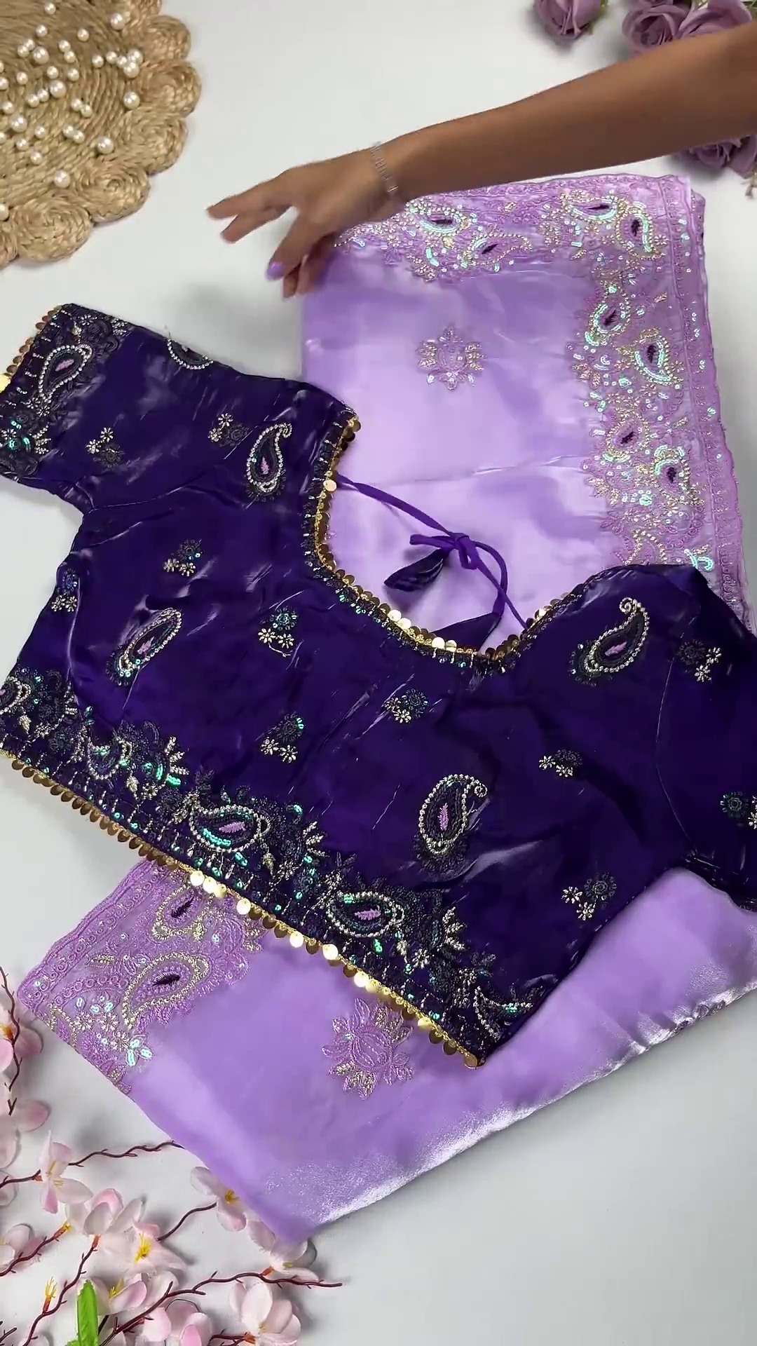 Premium Maroon & Antique Gold Heavy Embroidered Designer Blouse with Dupatta Set - Image 6