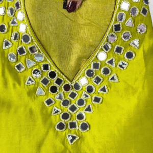 Lime Olive Mirror-Work Designer Kurta Set