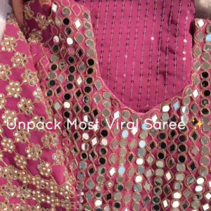 Mauve Pink Mirror-Work Designer Saree Set