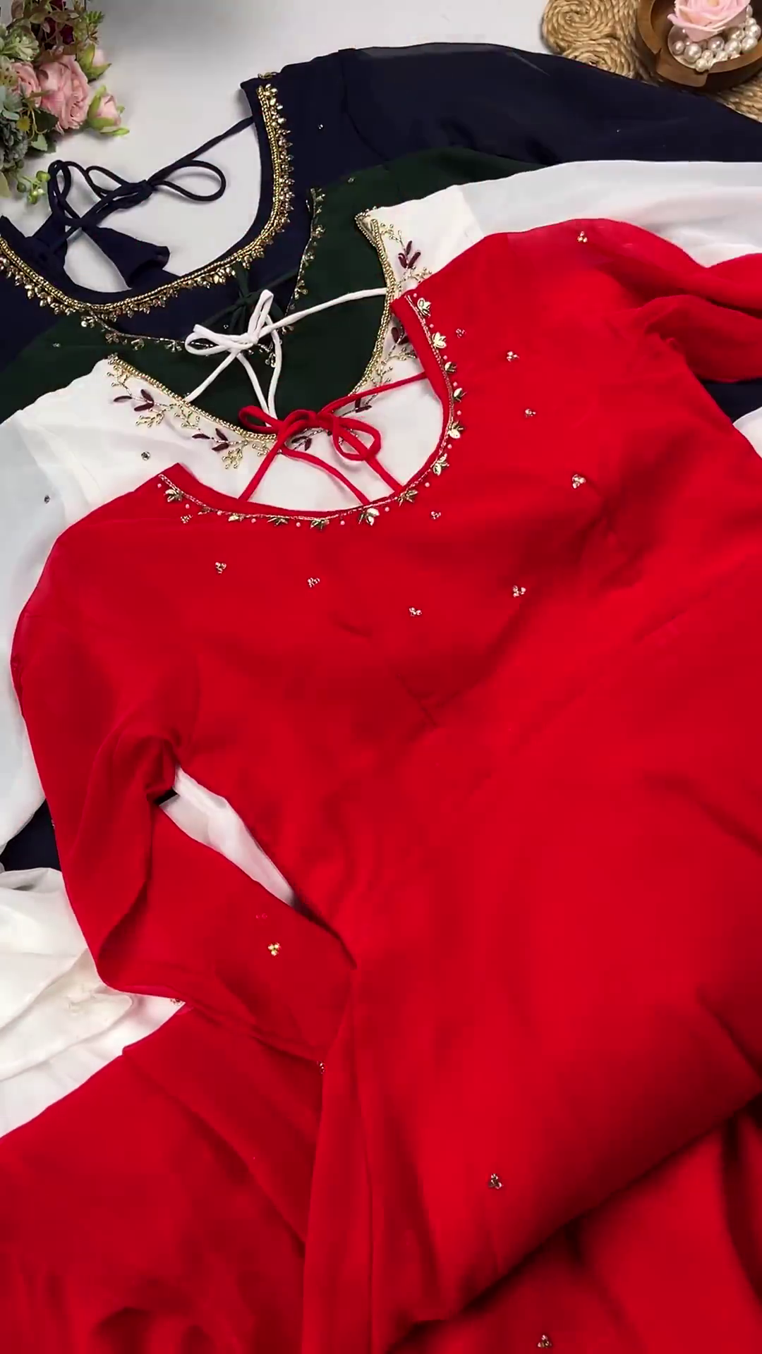 Forest Green Anarkali with Scalloped Zari Detailing - Image 2