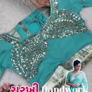 Azure Sky Saree with Bold Silver Heritage Accents