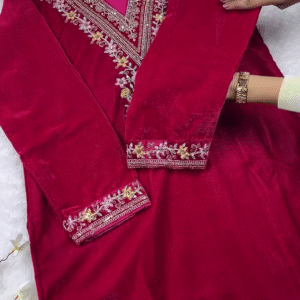 Royal Magenta Velvet Embellished Suit Set