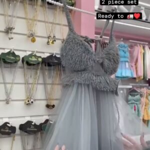 Women’s Long Wedding Dress Robe Scarf Perspective Tulle Puffy Nightgown Feathers