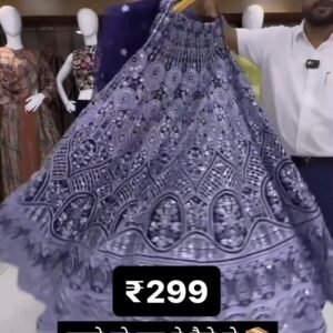 Women's Lavender Net Sequins and Zarkan embroidery Semi-Stitched Lehenga choli & Dupatta