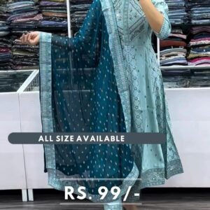 Pastel Blue Sequin Zari Embroidered Anarkali Set