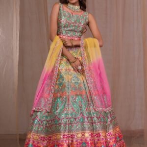 Multi Mirrorwork Banarasi Readymade Lehenga