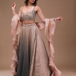 Pink Sequins Lycra Readymade Lehenga