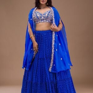 Royal Blue Zariwork Georgette Readymade Lehenga