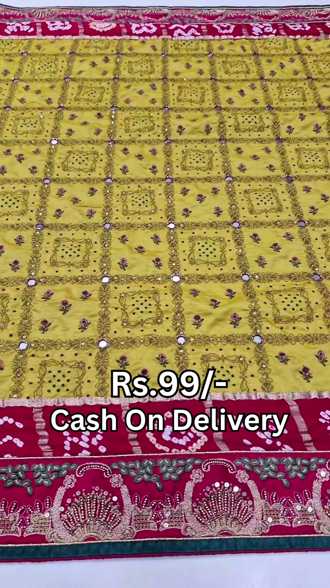 Heritage Crimson & Citrine Bandhani Dupatta - Image 2