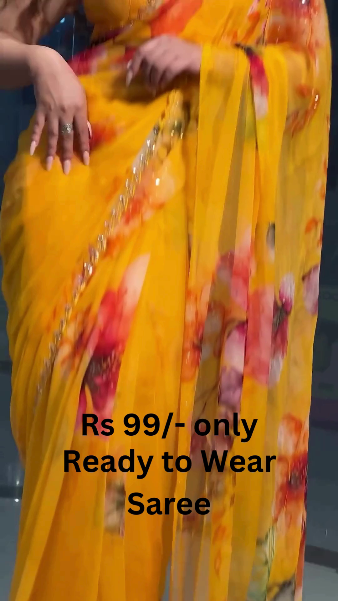 Sunburst Floral Organza Saree with Scalloped Zari Trim