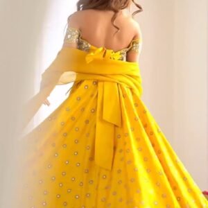 Radiant Sunlight Off-Shoulder Mirror Work Lehenga Set