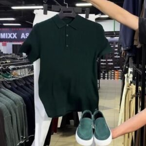 Forest Green Textured Polo & Suede Slip-On Ensemble