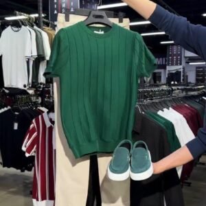 Contemporary Minimalist Knit Top & Trouser Ensemble – Available in Forest Green & Cream