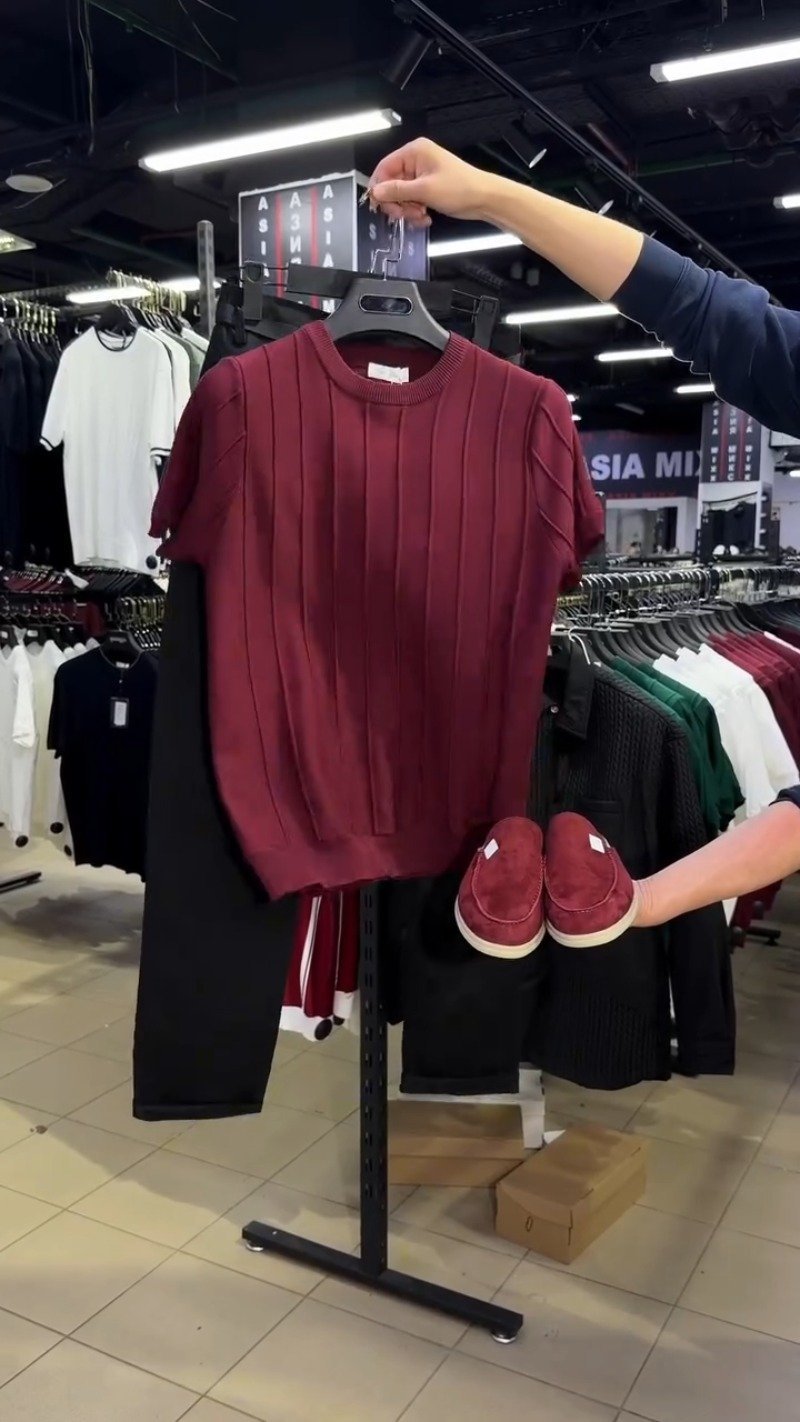 Minimalist Ribbed Knit Tee & Trouser Co-ord Set β Available in White, Brown, & Maroon - Image 6