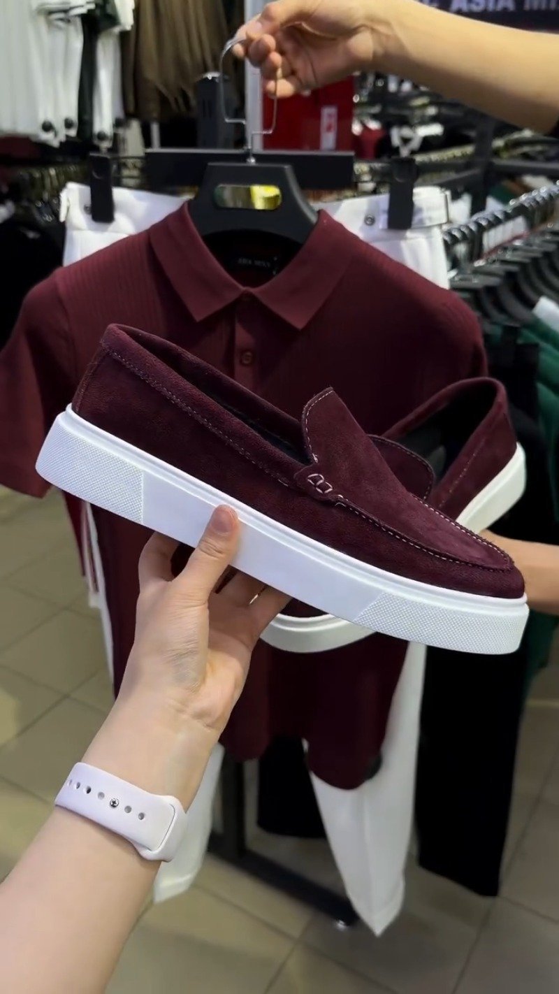 Sophisticated Ribbed Polo & Slip-On Ensemble โ Available in Maroon & White - Image 3