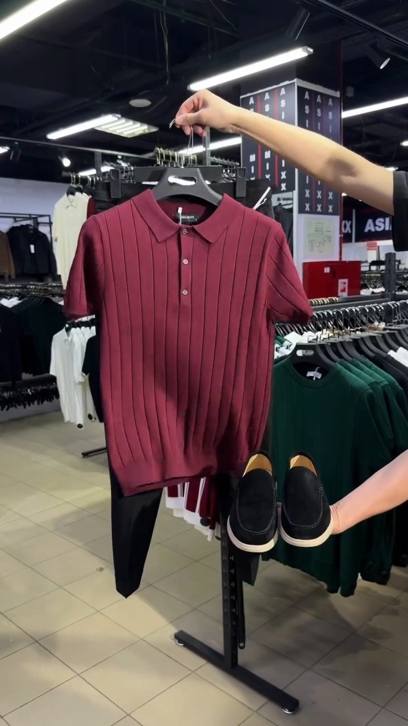 Modern Minimalist Ribbed Knit Polo & Trouser Co-ord Set β Available in Black, Brown & Burgundy - Image 4