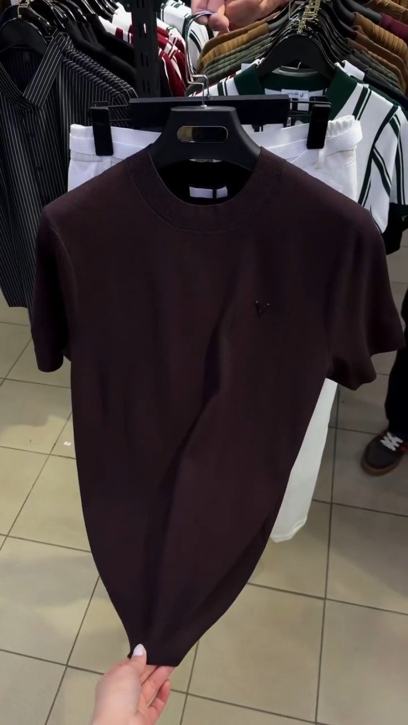 Minimalist Espresso Brown Textured Cotton Tee with White Trousers โ Available in Espresso Brown - Image 2