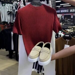 Minimalist Ribbed Knit Ensemble – Available in Burgundy, White, & Navy
