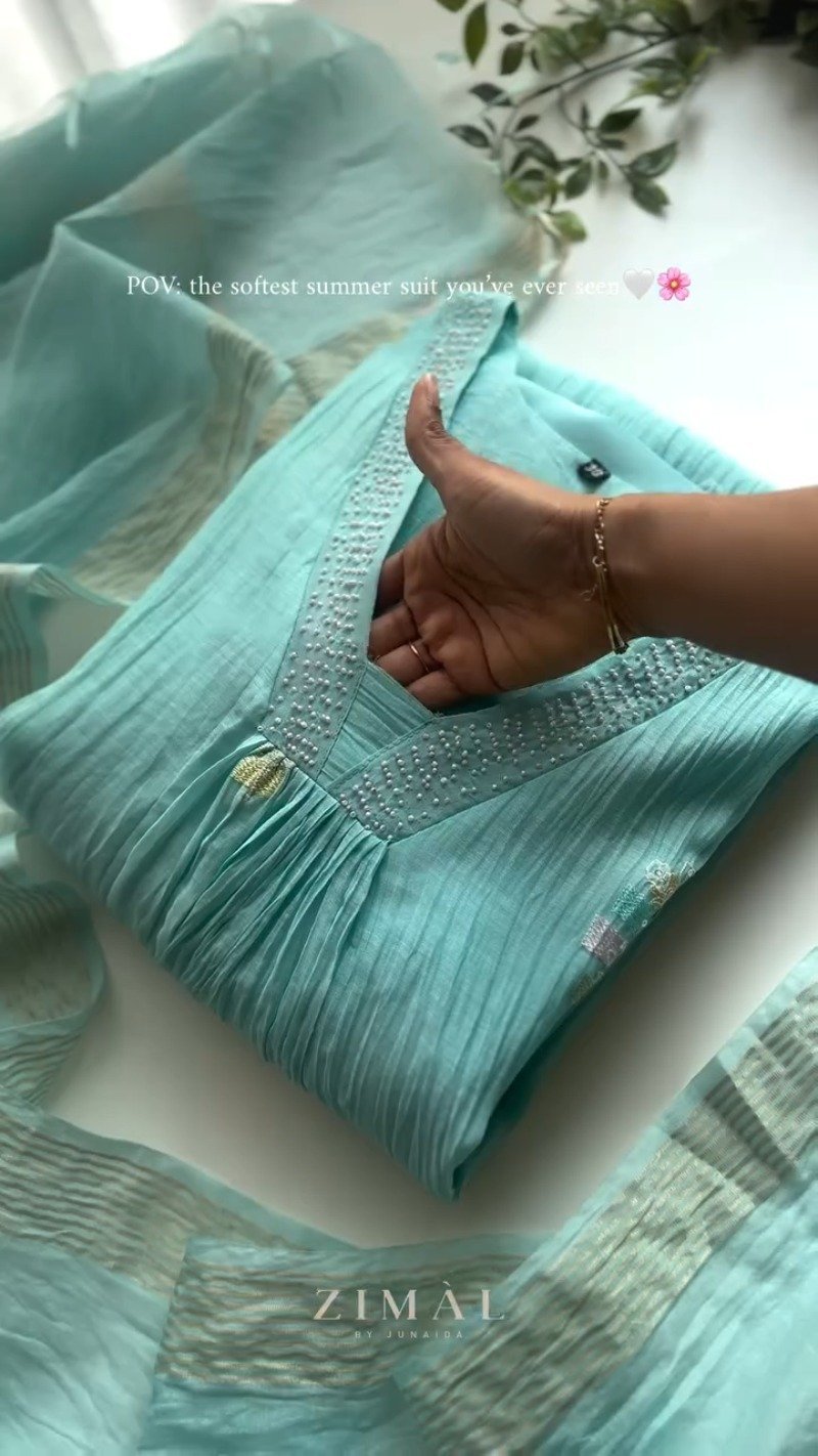 Aura Turquoise Embellished Summer Kurta Set