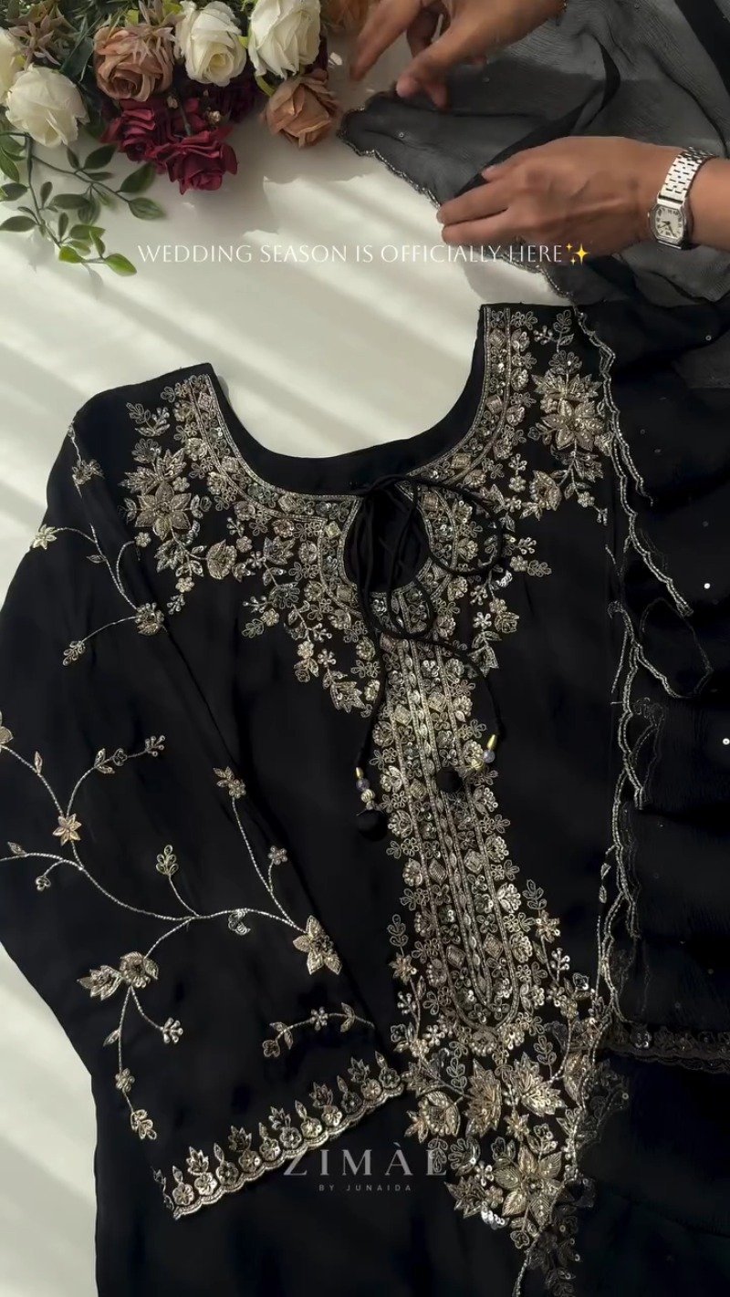 Midnight & Berry Hand-Embellished Velvet Kurta Set β Available in Midnight Black & Deep Berry - Image 6