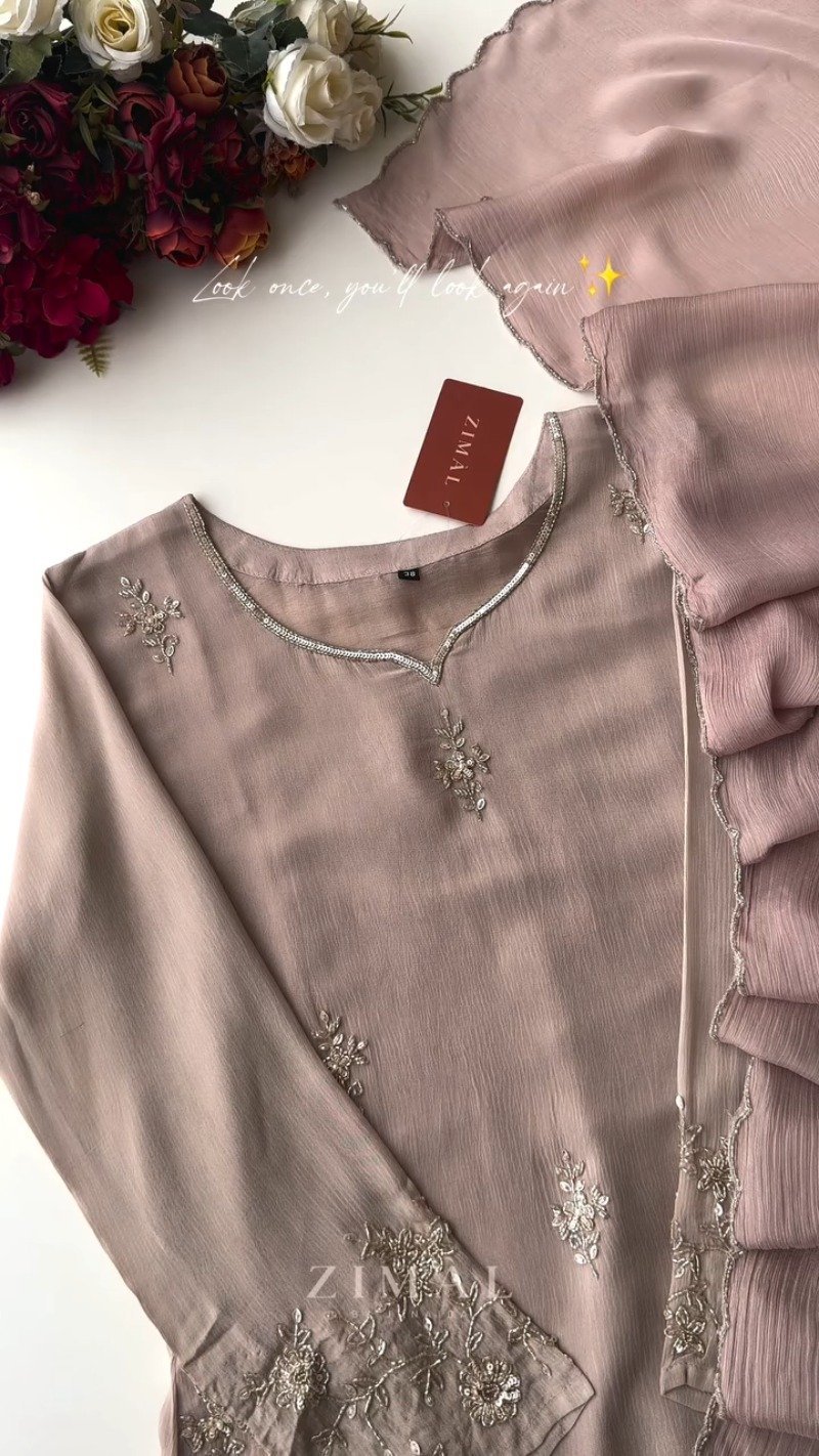 Ethereal Embellished Silk Kurta Set β Available in Dusty Rose & Warm Sand