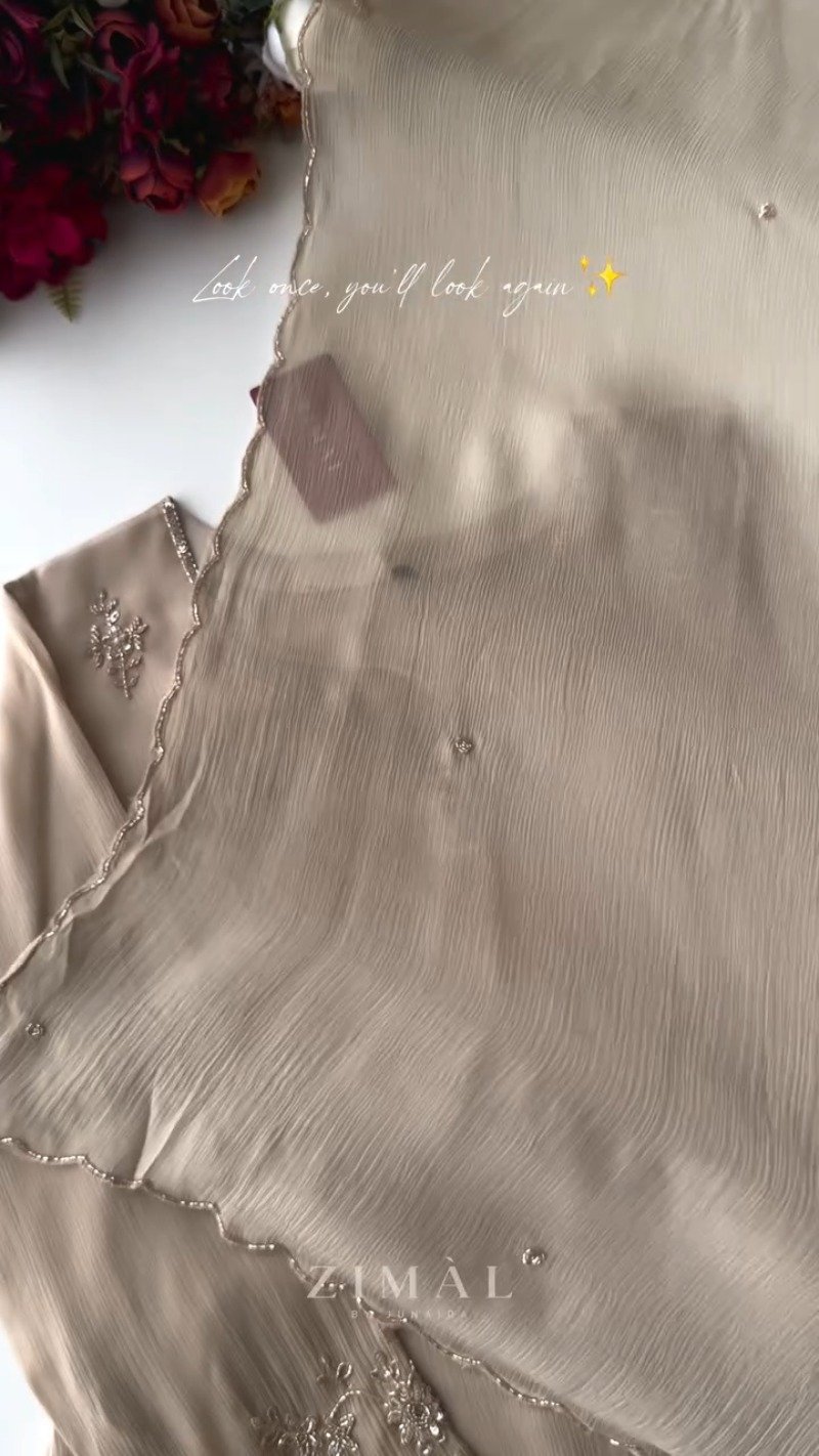 Ethereal Embellished Silk Kurta Set β Available in Dusty Rose & Warm Sand - Image 4