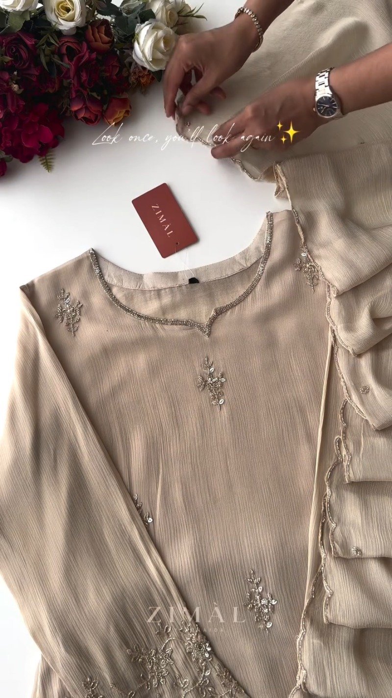 Ethereal Embellished Silk Kurta Set β Available in Dusty Rose & Warm Sand - Image 5