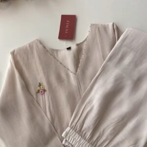 Ethereal Pastel Embroidered Kurta Set – Available in Creamy Beige, Serene Teal & Dusty Mauve