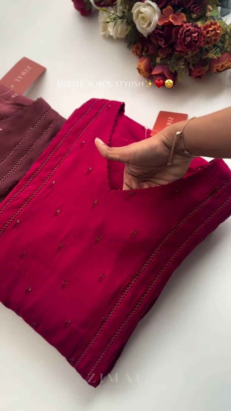Zimal Midnight Ruby & Merlot Hand-Embellished Kurta Set β Available in Ruby Red & Deep Merlot
