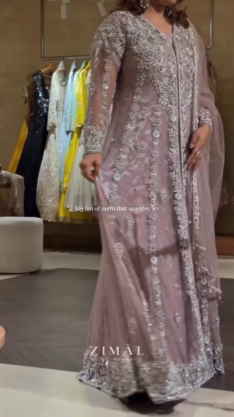 Enchanting Mauve Embellished Anarkali & Jacket Ensemble β Occasion Wear - Image 2