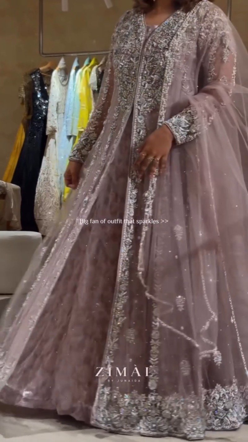 Enchanting Mauve Embellished Anarkali & Jacket Ensemble β Occasion Wear - Image 3